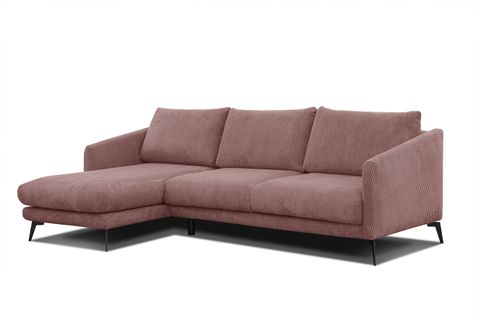 Canapé D'angle Gauche 4 Places Vilt, Tissu Rose