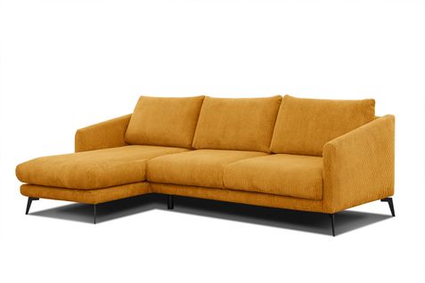 Canapé D'angle Gauche 4 Places Vilt, Tissu Jaune Foncé