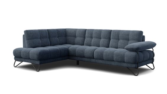 Bubbara Canapé D’angle 5 Places Gauche, Bleu Marine