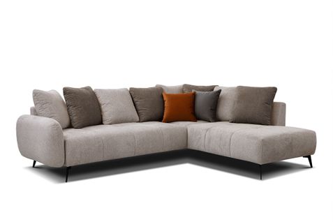 Canapé D'angle Droit 5 Places Tissu Beige - Evento