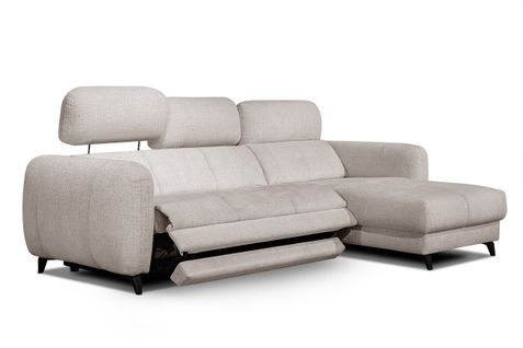 Sven Canapé D'angle Droit 3 Pl, Relax Xl, Appuis-tête Réglables; Crème