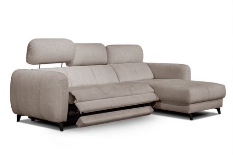 Sven Canapé D'angle Droit 3 Pl, Relax Xl, Appuis-tête Réglables; Beige