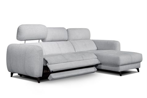 Sven Canapé D'angle Droit 3 Pl, Relax Xl, Appuis-tête Réglables; Gris Clair