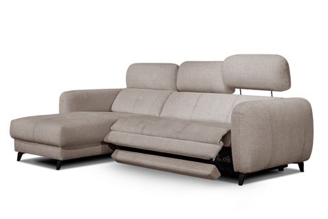 Sven Canapé D'angle Gauche 3 Pl, Relax Xl, Appuis-tête Réglables ; Beige