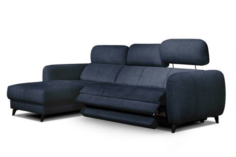 Sven Canapé D'angle Gauche 3 Pl, Relax Xl, Têtières Réglables ; Bleu Marine