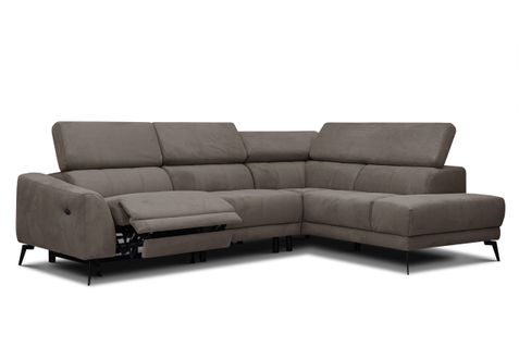 Lars Canapé D'angle Droit 5 Pl, 1 Relax, Appuis-tête Réglables ; Taupe