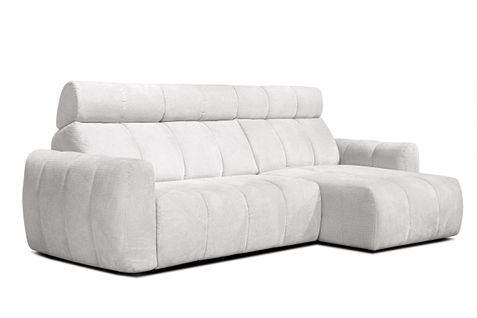 Kimi Canapé D'angle Droit 3 Places, Assise Coulissante, Têtières Réglables; Crème