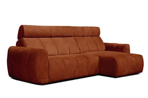 Kimi Canapé D'angle Droit 3 Places, Assise Coulissante, Têtières Réglables ; Rouge