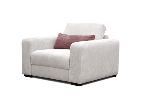 Fauteuil En Velours Côtelé Oli, Blanc Cassé