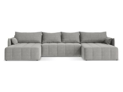 Canapé Panoramique 5 Places Moku En Tissu Bouclette Gris Clair