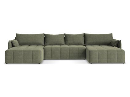 Canapé Panoramique 5 Places Moku En Tissu Bouclette Olive