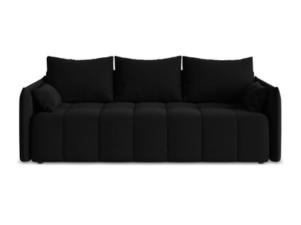Canapé 3 Places Convertible Moku En Velours Noir
