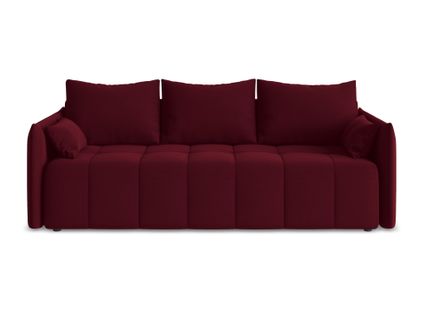 Canapé 3 Places Convertible Moku En Velours Bourgogne