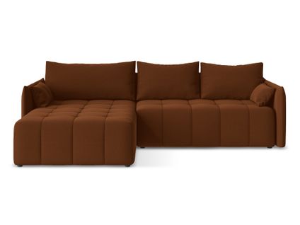 Canapé D’angle 3 Places Gauche Convertible Moku En Velours Terre Cuite