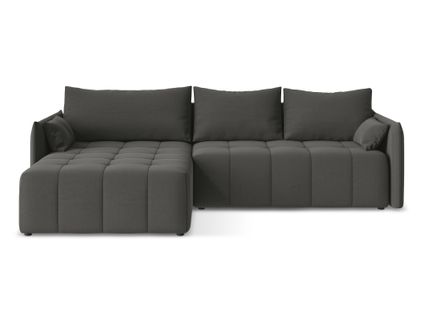 Canapé D’angle 3 Places Gauche Convertible Moku En Velours Acier