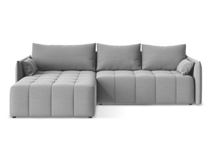 Canapé D’angle 3 Places Gauche Convertible Moku En Velours Gris