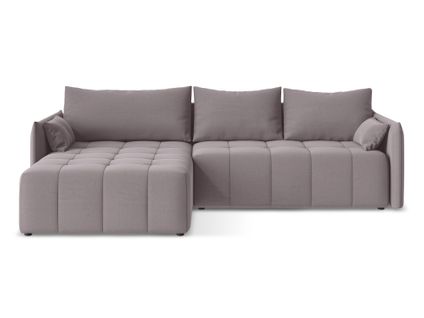 Canapé D’angle 3 Places Gauche Convertible Moku En Velours Lavande