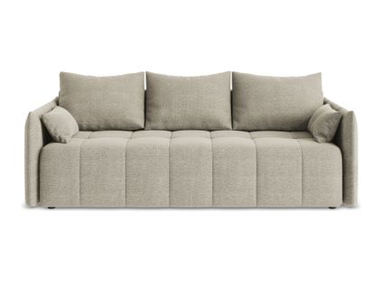 Canapé 3 Places Convertible Moku En Tissu Bouclette Taupe