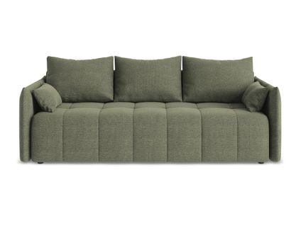 Canapé 3 Places Convertible Moku En Tissu Bouclette Olive