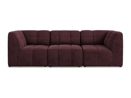 Canapé Modulable 3 Places Aloha En Velours Bourgogne
