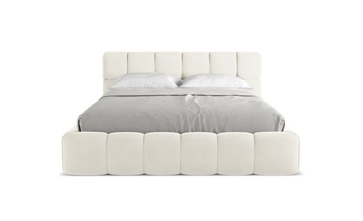 Lit Coffre Nalu 160x200 Cm En Velours Beige Clair