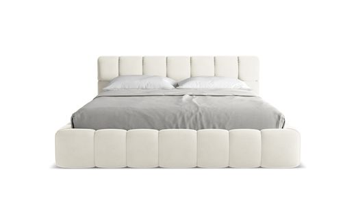 Lit Coffre Nalu 180x200 Cm En Velours Beige Clair