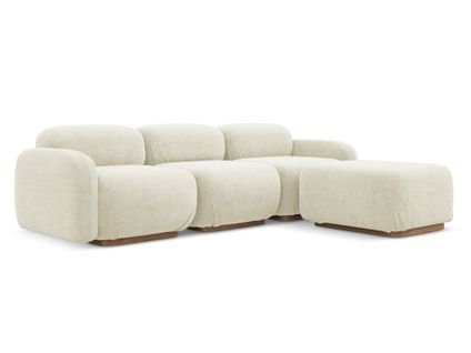 Canapé D'angle Réversible Ailani En Tissu Bouclette Blanc
