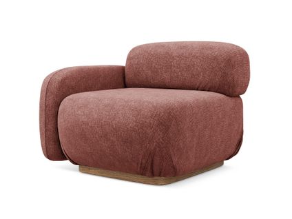 Module Avec Accoudoirs Gauche Ailani En Tissu Chenille Rose Sourd