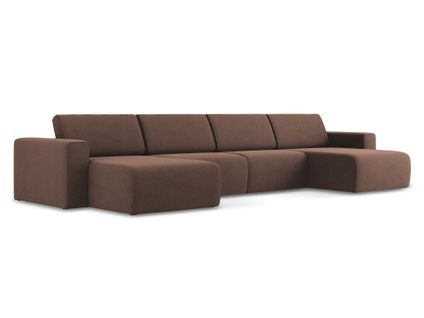 Canapé Modulable Panoramique Kalea En Tissu Texturé Rose Poudré