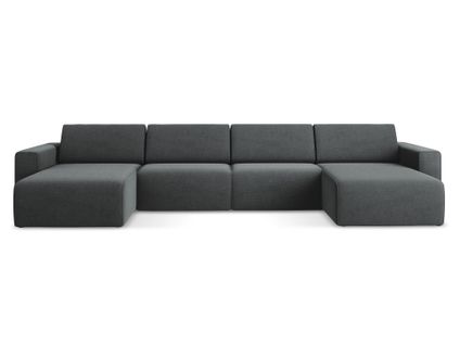 Canapé Modulable Panoramique Kalea En Tissu Texturé Gris