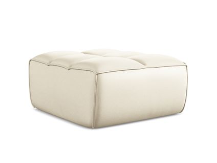 Pouf Kalai En Cuir Artificiel Beige Clair