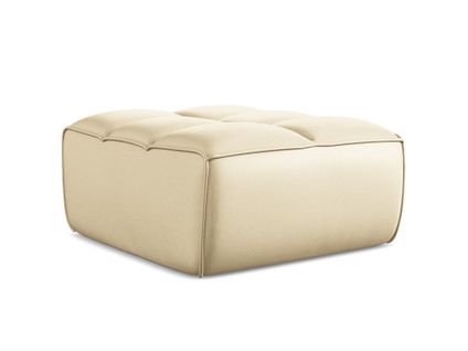 Pouf Kalai En Cuir Artificiel Beige