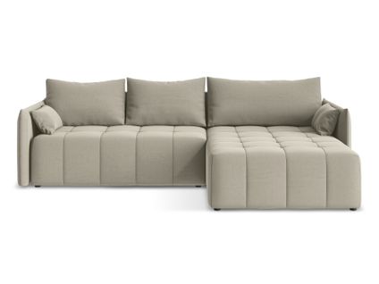 Canapé D'angle Droit Convertible Moku En Velours Perle