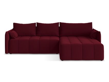 Canapé D'angle Droit Convertible Moku En Velours Bourgogne