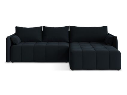 Canapé D'angle Droit Convertible Moku En Velours Bleu Royal