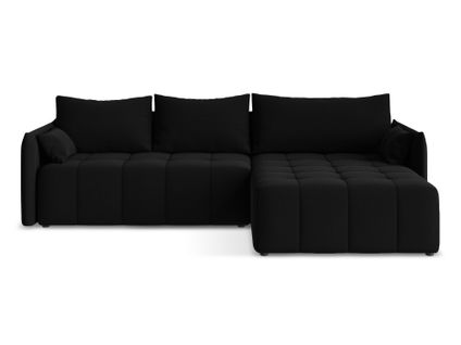 Canapé D'angle Droit Convertible Moku En Velours Noir