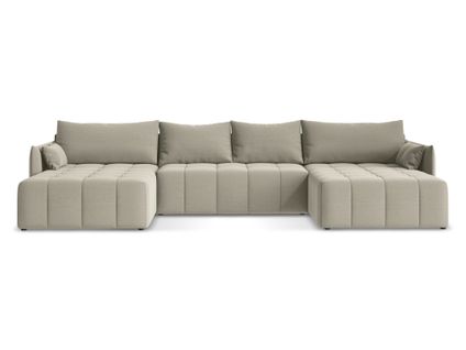 Canapé Panoramique 5 Places Moku En Velours Perle