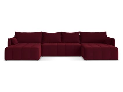 Canapé Panoramique 5 Places Moku En Velours Bourgogne