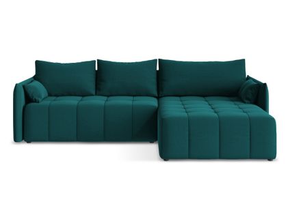 Canapé D'angle Droit Convertible Moku En Velours Marin