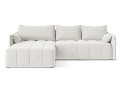 Canapé D’angle 3 Places Gauche Convertible Moku En Tissu Bouclette Blanc