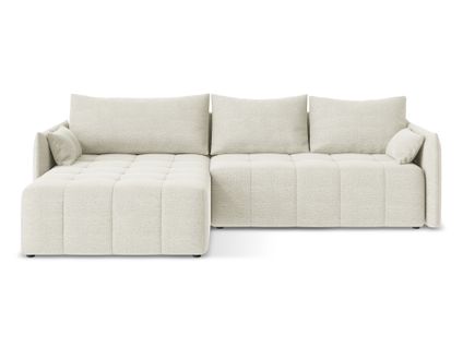 Canapé D’angle 3 Places Gauche Convertible Moku En Tissu Bouclette Sable