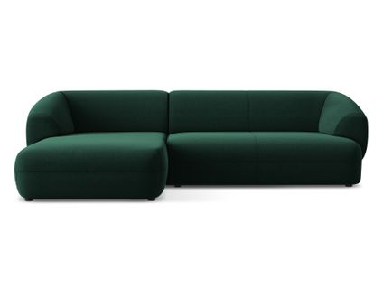 Canapé D'angle 3 Places Modulaire Gauche Moana En Velours Bouteille Verte