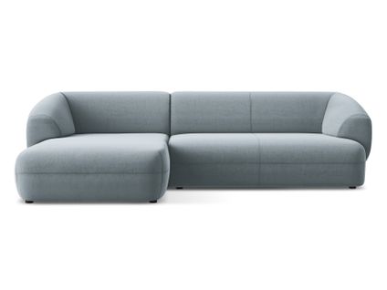 Canapé D'angle 3 Places Modulaire Gauche Moana En Velours Bleu Clair