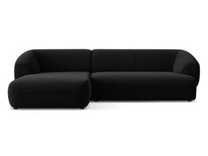 Canapé D'angle 3 Places Modulaire Gauche Moana En Velours Noir