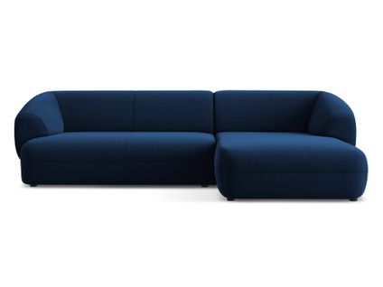 Canapé D'angle 3 Places Modulaire Droit Moana En Velours Bleu Royal