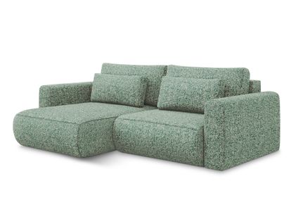 Canapé D’angle 2,5 Places Gauche Convertible Kapua En Tissu Texturé Vert Clair