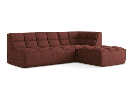 Canapé D'angle 4 Places Modulaire Droit Kalai En Tissu Texturé Bourgogne