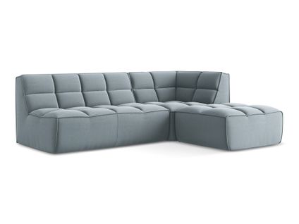 Canapé D'angle 4 Places Modulaire Droit Kalai En Velours Bleu Clair