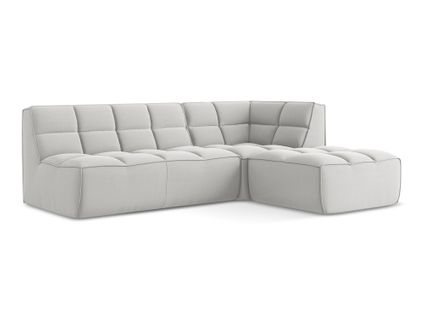 Canapé D'angle 4 Places Modulaire Droit Kalai En Velours Argent