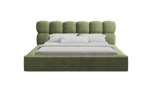 Lit Rembourré Avec Rangement Kahu 200 X 140 En Chenille Vert